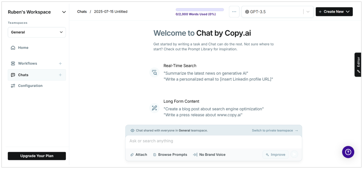 Copy.ai chat